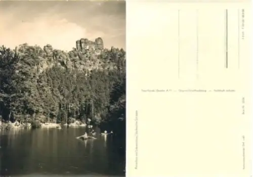 01847 Rathen Amselsee mit Kletterfelsen Lokomotive Sächsische Schweiz *1961 Hanich1346