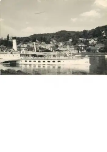 Wachwitz Dresden Dampfer "Leipzig" vor Elbterrasse Druckvorlage um 1965 Hanich