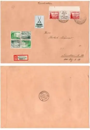 Deutsches Reich Zusammendruck aus Markenheftchen W143 und SK32 auf R Brief Briefmarkenschau Bremen Sonderpostamt 3.12.1937