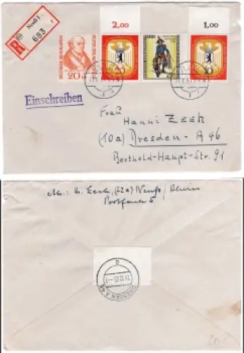 Berlin Michel 129 130 131 auf R Brief o Neuss 27.12.1955