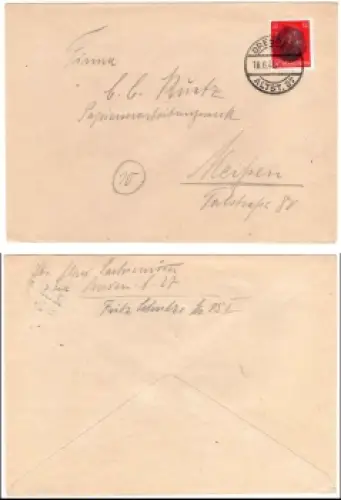 Dresden Sächsische Schwärzung 12 Pfennig Hitler o Dresden Altst.27  18.6.1945 nach Meissen