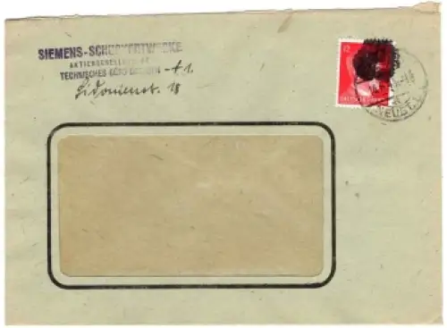 Dresden Sächsische Schwärzung 12 Pfennig Hitler o Dresden Neust.8 14.6.1945