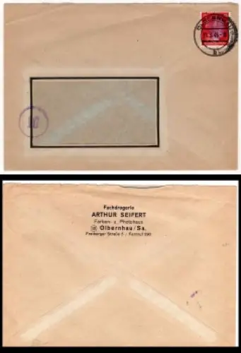 Olbernhau Sächsische Schwärzung 12 Pfennig Hitler o Olbernhau 21.6.1945