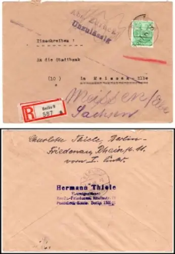 SBZ Michel 181 Bezirkshandstempel 3 Berlin 8 auf 84 Pfennig R-Brief o Berlin  W8 1.7.1948