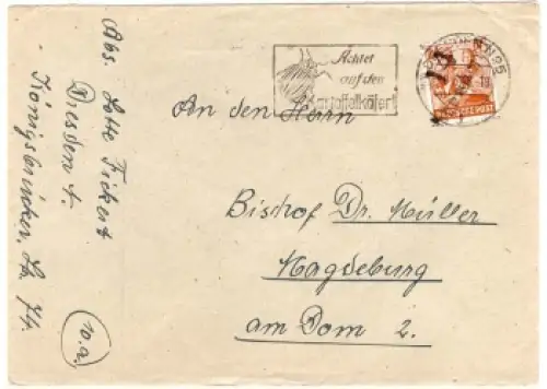 SBZ Michel 174 Bezirkshandstempel 14 Dresden auf 24 Pfennig  Brief o Dresden N 25 29.6.1948