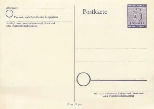 SBZ West Sachsen Ganzsache 6 Pfennig * 1945