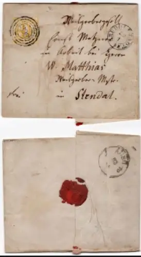 Thurn und Taxis 9 Kreuzer gelb Michel 23 auf Brief o Rudolstadt Vierkreisnummernstempel 388 22.1. nach Stendal