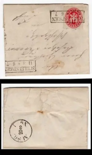 Preussen Michel 16 Ein Silbergroschen auf Brief von Schleusingen 11.3.1867 nach Suhl