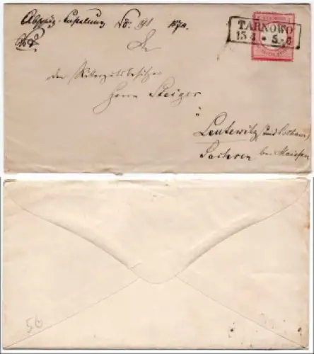 Deutsches Reich Michel 19 Adler mit großem Brustschild auf Brief von Tarnowo 15.4.1874 nach Leutewitz