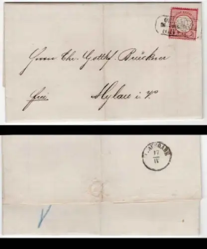 Deutsches Reich Michel 19 Adler mit großem Brustschild auf Brief von Oelsnitz Vogtland 16.6.1873 nach Mylau