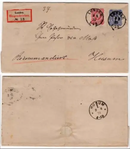 Deutsches Reich Michel 41 und 42 auf E-Brief von Lunden 9.8.1879 nach Husum