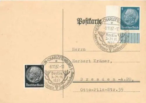 Internationale Jagdausstellung Sonderstempel Berlin-Charlottenburg 5 8.11.1937