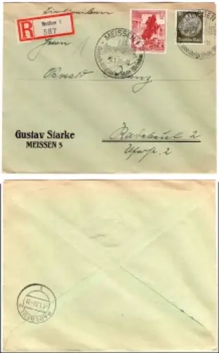 Deutsches Reich Einschreiben R Brief von Meißen 1 7.1.1939 nach Radebeul