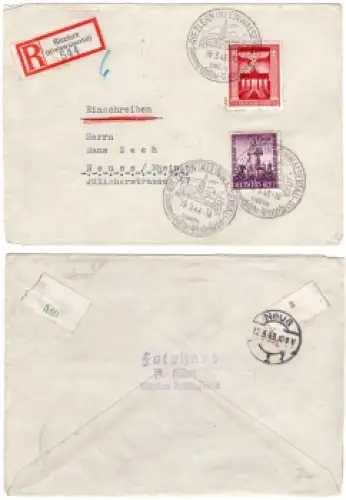 Deutsches Reich Michel 819 829 auf R-Brief o Riezlern (Kleinwalsertal) 16.3.1943 nach Neuss