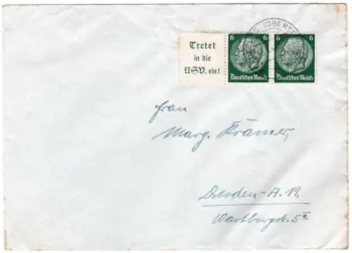 Deutsches Reich Michel W84 A15.1+516 Zusammendruck "Tretet in die NSV.ein!" o Kreuzburg (Oberschlesien) 12.3.1941