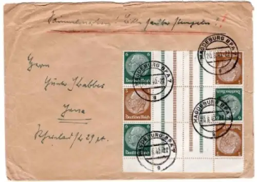 Deutsches Reich Michel KZ 27.2 Zusammendruck 3x als Bogenteil o Halle BPA 20.8.1940 sehr selten!