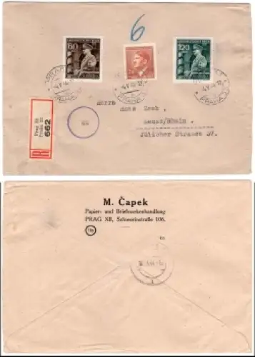 Böhmen und Mähren Michel 136 137 auf R-Brief o Prag 33 4.5.1944