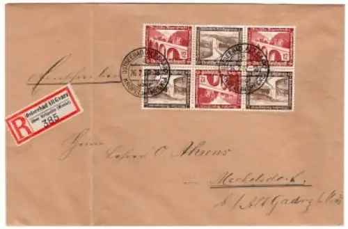 Deutsches Reich Michel 634 639 SK 30 und W118 W116 Zusammendruck auf R-Brief von Alt Gaarz über Kröpelin 26.2.1937