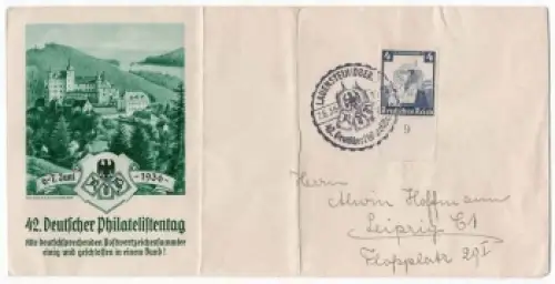 42. Deutscher Philatelistentag 1936 Sonderstempel Lauenstein (Oberfr) 7.6.1936