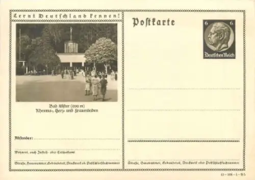 Lernt Deutschland kennen! Bad Elster  Ganzsache 6 Pfennig Hindenburg braun * 1941