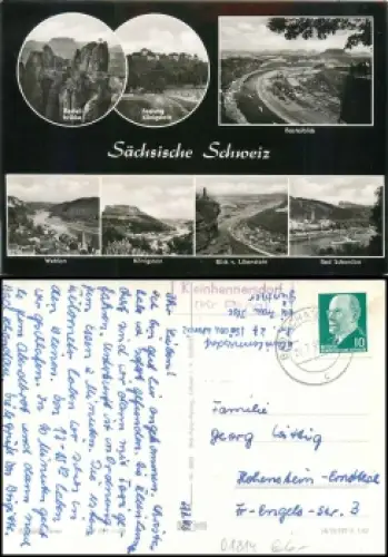 01824 Kleinhennersdorf Kreis Pirna Landpoststempel auf AK o Bad Schandau 29.7.1963