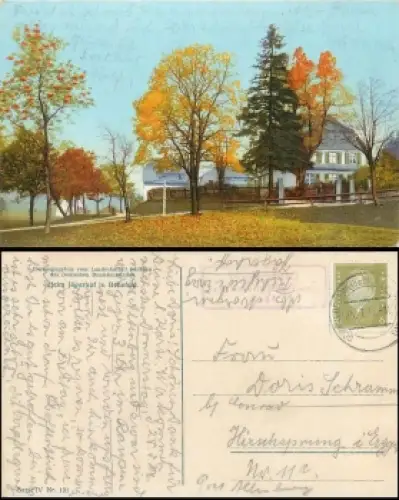 01773 Rehefeld über Schmiedeberg Landpoststempel auf AK Jägerhof o 25.7.1932