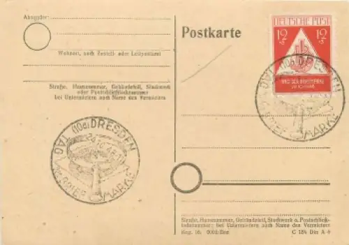 SBZ Michel 228 Sonderstempel Dresden Tag der Briefmarke 24.10.1948
