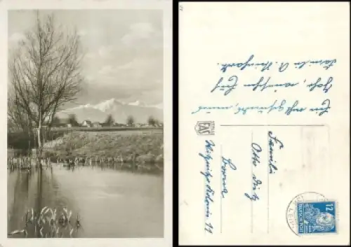 04654 Schönau über Borna Landpoststempel auf AK o um 1950