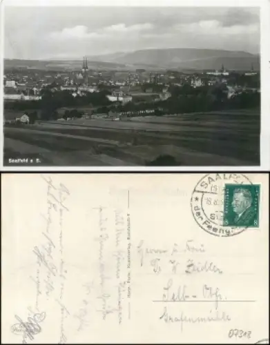 07318 Saalfeld-Kulm bei Saalfeld Landpoststempel auf AK o 18.8.1930