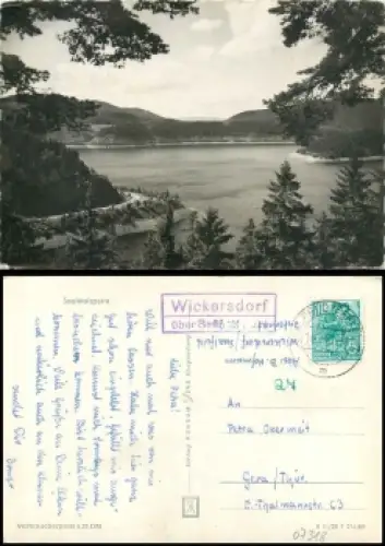 07318 Wickersdorf über Saalfeld Landpoststempel auf AK Saaletalsperre o 24.9.1960