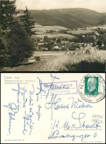 08258 Wohlhausen über Klingenthal Landpoststempel auf AK Erlbach im Vogtland o 17.8.1963