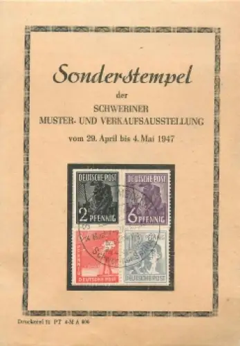 Schweriner Muster und Verkaufsausstellung 1947 Sonderstempel 29.4.1947