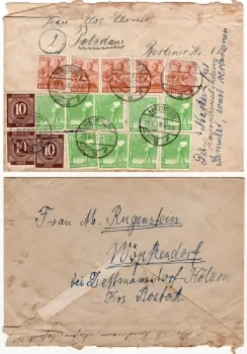 Gemeinschaftsausgaben Zehnfachfrankatur auf Brief von Meissen 29.6.1948 nach Potsdam