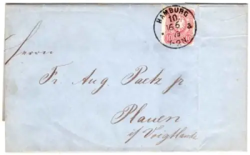 Deutsches Reich Michel 33  auf Brief o Hamburg 16.6.1879 nach Plauen