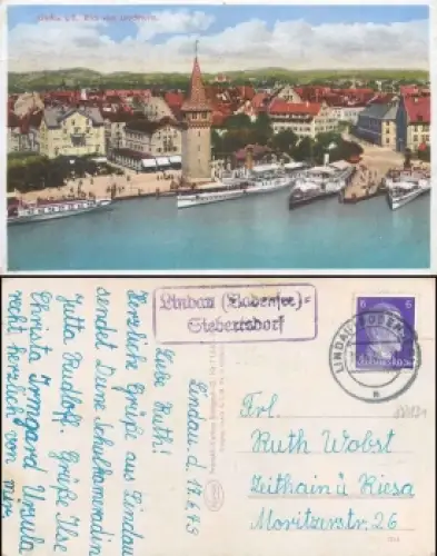88131 Lindau (Bodensee) = Siebertsdorf Landpoststempel auf AK o 18.6.1943