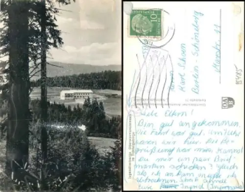95485 Oberwarmensteinach über Warmensteinach 13a Landpoststempel auf AK Jugendherberge o um 1957