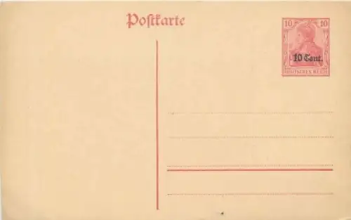 Etappengebiet West Ganzsache 10 Cent. auf 10 Pfennig Germania