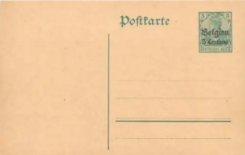 Belgien 5 Centimes Ganzsache 5 Pfennig Germania