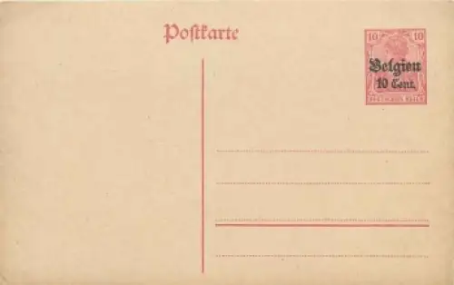 Belgien 10 Cent. Ganzsache 10 Pfennig Germania