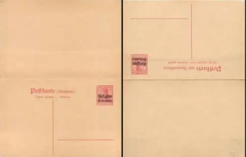 Belgien 10 Centimes Ganzsache mit Antwortkarte 10 Pfennig Germania