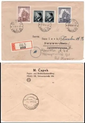 Böhmen und Mähren R Brief o Prag 33 27.9.1944 nach Dresden