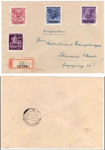 Böhmen und Mähren Michel 113 - 116 auf R Brief o Prag 1 18.5.1943 nach Schwerin