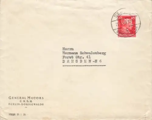 Deutsches Reich Michel 391 15 Pf Immanuel Kant mit Filmenlochung GM auf Brief nach Dresden o Borsigwalde 21.2.1929