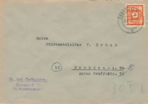SBZ Michel 58 Einzelfrankatur auf Ortsbrief Dresden 30.11.1945