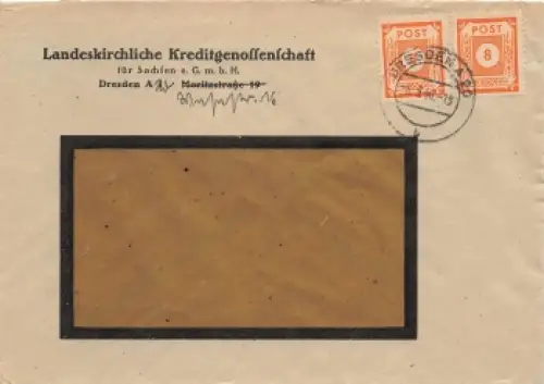 SBZ Michel 58 Mehrfachfrankatur auf Ortsbrief Dresden 6.3.1946