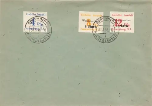 Spremberg Michel 8, 17, 18 auf Umschlag o 30.3.1946