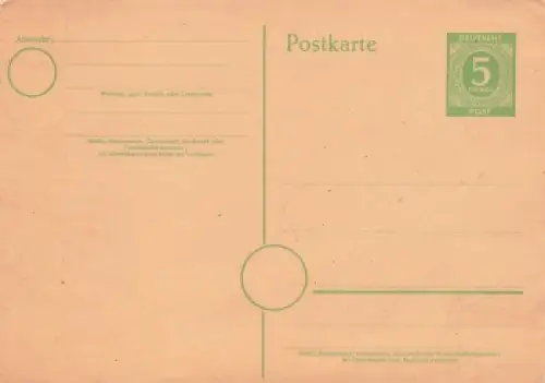 Kontrollratsausgabe Ganzsache 5 Pfennig *