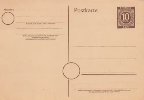 Kontrollratsausgabe Ganzsache 10 Pfennig *