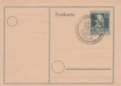 Heinrich von Stephan Ganzsache 12 Pfennig Sonderstempel Meissen 25.5.1947