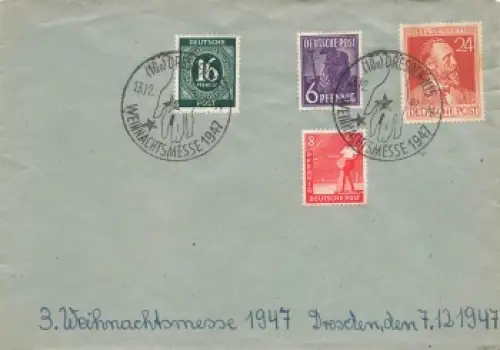 Dresden Sonderstempel Weihnachtsmesse 13.12.1947